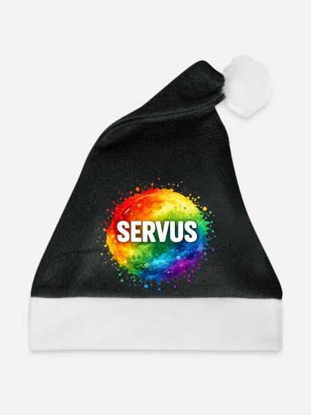 Bunte Farbexplosion SERVUS - Weihnachtsmütze - Schwarz/Weiß
