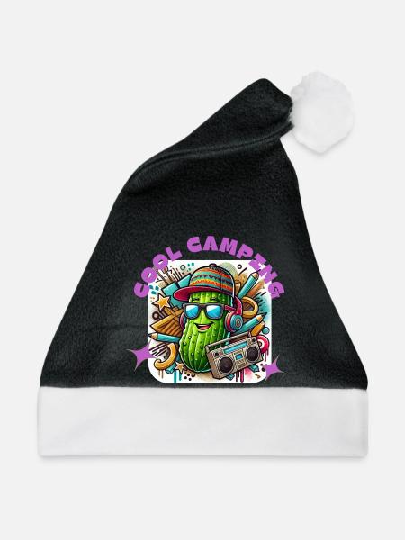 Cool Camping Gurkiii - Weihnachtsmütze - Schwarz/Weiß