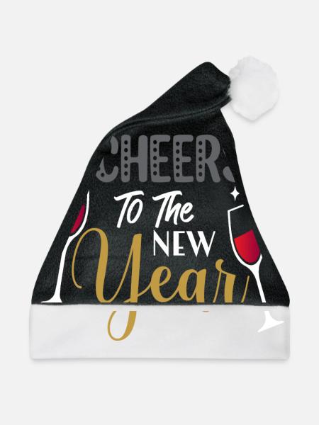 Cheers New Year Silvester Neujahr Weihnachten - Weihnachtsmütze - Schwarz/Weiß