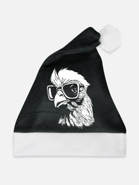 intelligentes Huhn - Weihnachtsmütze - Schwarz/Weiß - Vorne