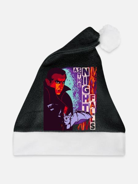 Horror Drakula Vampir, Fledermaus, lustiger Spruch - Weihnachtsmütze - Schwarz/Weiß - Vorne