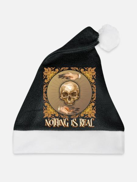 Okkult,Totenkopf, Magie, Alchemie Vintage-Stil - Weihnachtsmütze - Schwarz/Weiß - Vorne