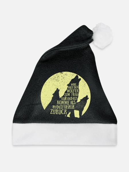 Rudelführer - Wirf mich den Wölfen zum Fraß vor - Weihnachtsmütze - Schwarz/Weiß