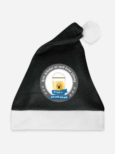 bier bierdeckel prost weizen party LOL - Weihnachtsmütze - Schwarz/Weiß - Vorne