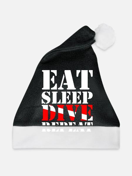 Eat Sleep Dive Repeat - Weihnachtsmütze - Schwarz/Weiß - Vorne