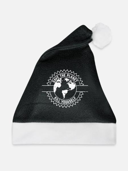Save The Planet Kill Yourself Satire Umweltschutz - Weihnachtsmütze - Schwarz/Weiß