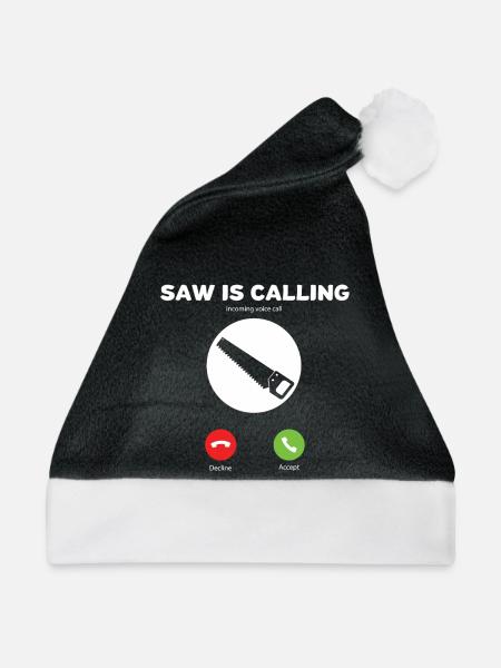 Meine Säge Ruft an ich - Weihnachtsmütze - Schwarz/Weiß - Vorne