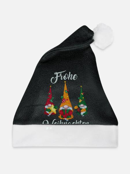 Bunte Weihnachtsgnome bringen festliche Geschenke - Weihnachtsmütze - Schwarz/Weiß - Vorne