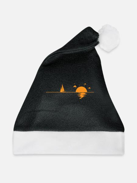 Segeln im Meer bei Sonnenuntergang - Weihnachtsmütze - Schwarz/Weiß