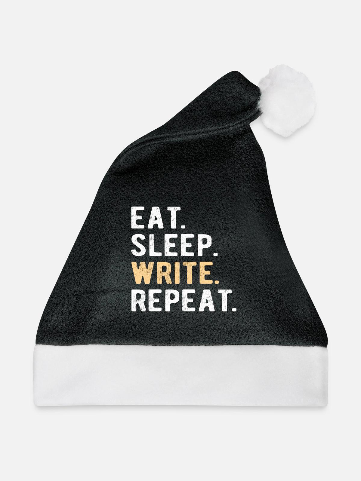 Writing/Writer : eat,sleep,write,repeat - Weihnachtsmütze - Schwarz/Weiß - Vorne