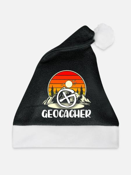 Geocaching Geocacher Geocache - Weihnachtsmütze - Schwarz/Weiß - Vorne