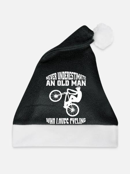 Fahrrad Radeln Fahrradtour Radfahren Mountainbike - Weihnachtsmütze - Schwarz/Weiß - Vorne