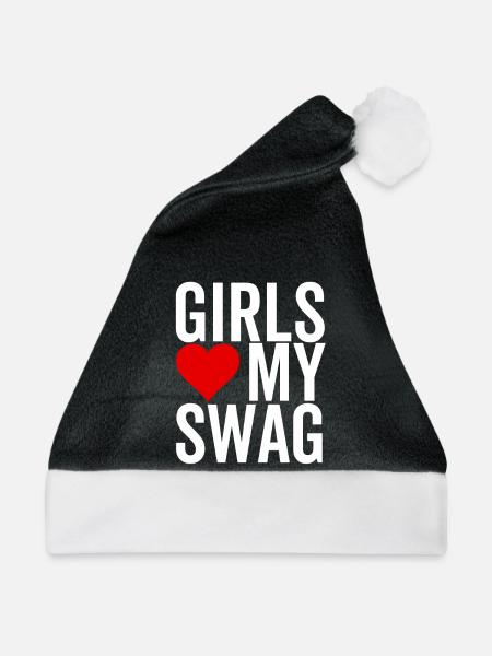 Mädchen lieben meinen Swag - Weihnachtsmütze - Schwarz/Weiß - Vorne