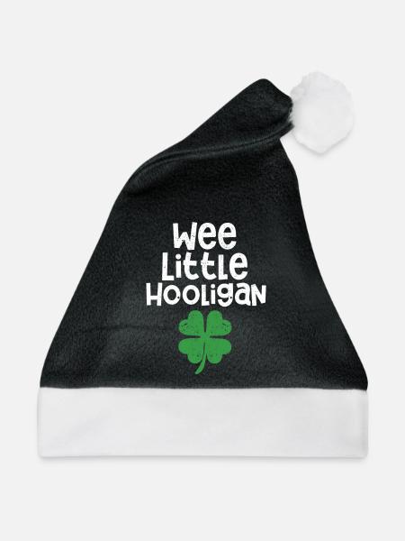 Kleiner Hooligan Lustige Kleeblätter Glücklicher - Weihnachtsmütze - Schwarz/Weiß - Vorne