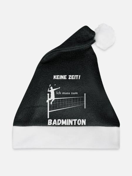 Keine Zeit, ich muss zum Badminton weiß - Weihnachtsmütze - Schwarz/Weiß - Vorne
