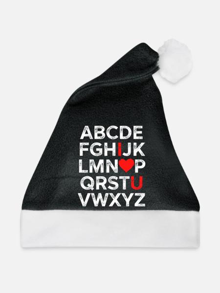 Ich liebe dich Alphabet - Weihnachtsmütze - Schwarz/Weiß - Vorne