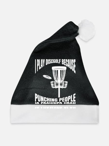 Discgolf lustige Spruch Discgolfer Discgolfspieler - Weihnachtsmütze - Schwarz/Weiß - Vorne