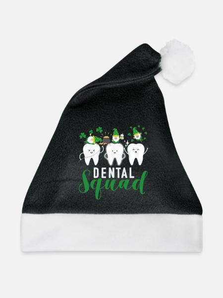 Dental Squad Zahn Niedlichen Gnom Saint Patricks - Weihnachtsmütze - Schwarz/Weiß - Vorne