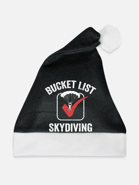 Bucket List Skydiving Parachute Skydiver - Weihnachtsmütze - Schwarz/Weiß - Vorne