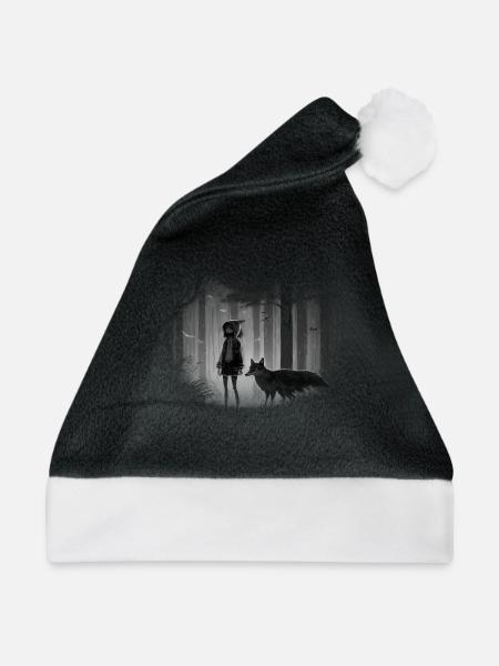 Wolf - Weihnachtsmütze - Schwarz/Weiß