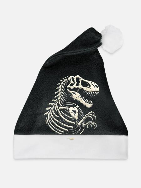 T-Rex-Dinosaurier - Weihnachtsmütze - Schwarz/Weiß