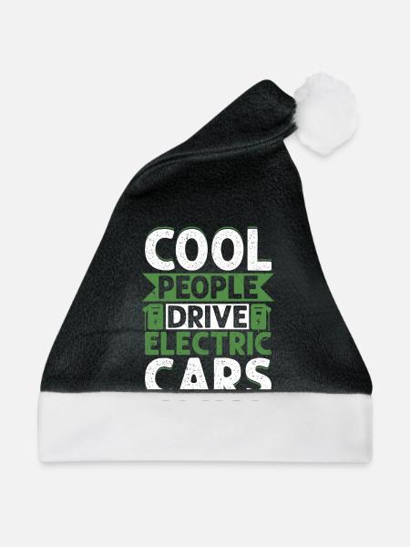 Cool People Drive Electric Cars Driver EV Car - Weihnachtsmütze - Schwarz/Weiß - Vorne