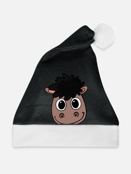Pferd Kopf - Weihnachtsmütze - Schwarz/Weiß
