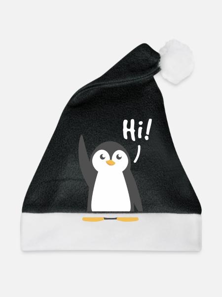 Meeresvogel Hallo Winter Seevogel Pinguin - Weihnachtsmütze - Schwarz/Weiß - Vorne