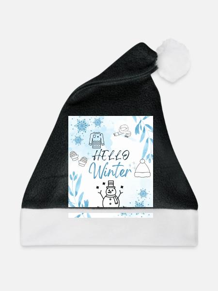 Hello Winter - Weihnachtsmütze - Schwarz/Weiß - Vorne