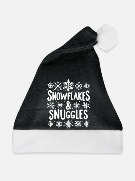 Schneeflocken und Kuscheln - Weihnachtsmütze - Schwarz/Weiß - Vorne