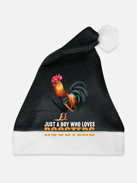 Rooster Hähne Hahn - Weihnachtsmütze - Schwarz/Weiß