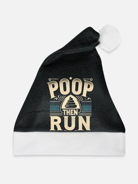 Poop Then Run 7 - Weihnachtsmütze - Schwarz/Weiß