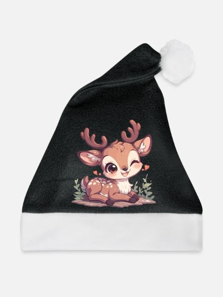Hirsche Hirsch - Weihnachtsmütze - Schwarz/Weiß