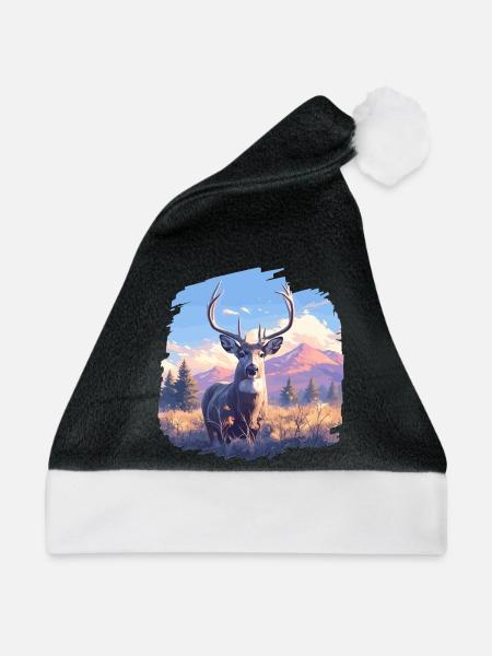 Hirsche Hirsch - Weihnachtsmütze - Schwarz/Weiß