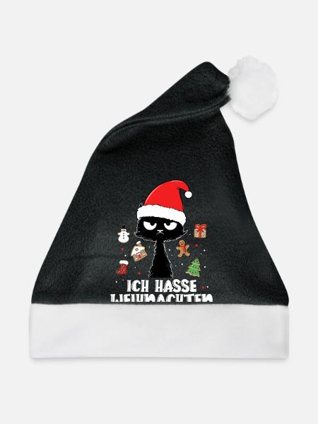 Ich Hasse Weihnachten Katze Weihnachtsgeschenk - Weihnachtsmütze - Schwarz/Weiß - Vorne