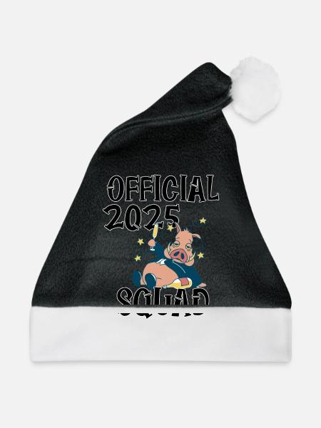 Official 2025 Squad, das Sylvester/Neujahrs-Design - Weihnachtsmütze - Schwarz/Weiß