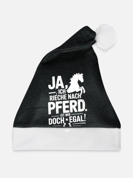 Reiten Reiterin Pferde Jungen Pferdeliebhaber - Weihnachtsmütze - Schwarz/Weiß - Vorne