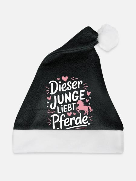 Reiten Reiterin Pferde Jungen Pferdeliebhaber - Weihnachtsmütze - Schwarz/Weiß - Vorne