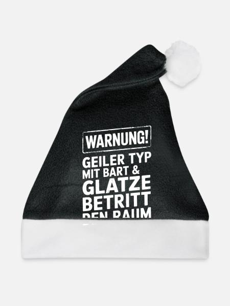 Glatze Frisur Haarausfall, Glatzenträger - Weihnachtsmütze - Schwarz/Weiß - Vorne