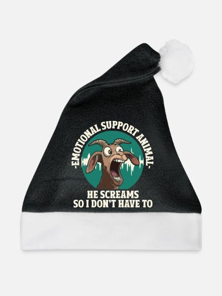 Emotional Support Animal Geiß Schreien - Weihnachtsmütze - Schwarz/Weiß - Vorne