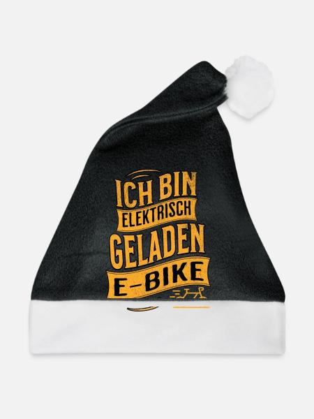 E-Bike E-Biker - Weihnachtsmütze - Schwarz/Weiß - Vorne