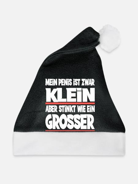 Mein Penis ist zwar klein - Weihnachtsmütze - Schwarz/Weiß - Vorne