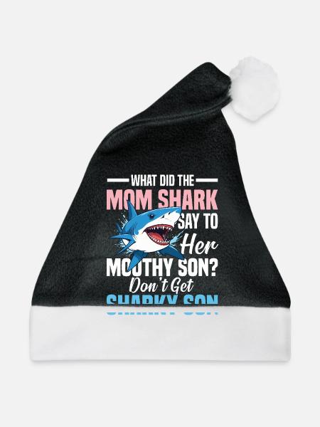 What Did The Mom Shark Say - Weihnachtsmütze - Schwarz/Weiß - Vorne