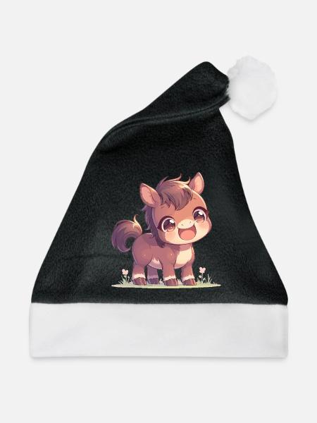 Pferde Pferd - Weihnachtsmütze - Schwarz/Weiß