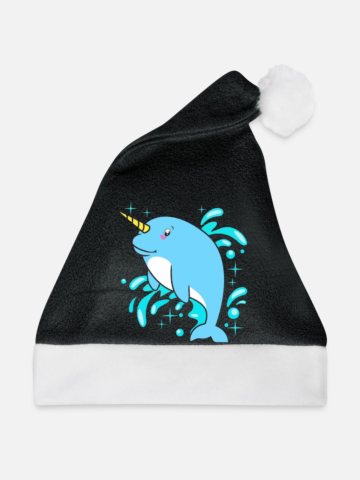 Narwal - Weihnachtsmütze - Schwarz/Weiß - Vorne