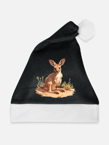 Kängurus Känguru - Weihnachtsmütze - Schwarz/Weiß
