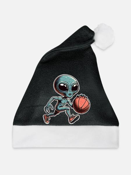 Alien Basketball Dunking - Weihnachtsmütze - Schwarz/Weiß - Vorne