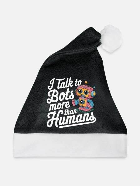 Ich spreche mehr mit Bots als mit Menschen - Weihnachtsmütze - Schwarz/Weiß - Vorne