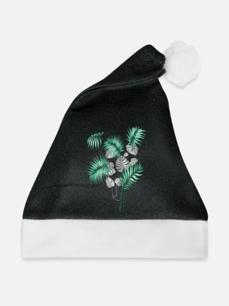 Tropical Leaves Design - Weihnachtsmütze - Schwarz/Weiß