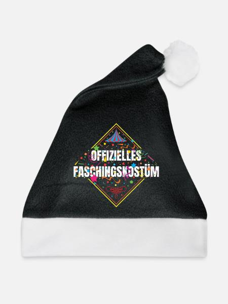 Offizielles Faschingskostüm - Weihnachtsmütze - Schwarz/Weiß - Vorne